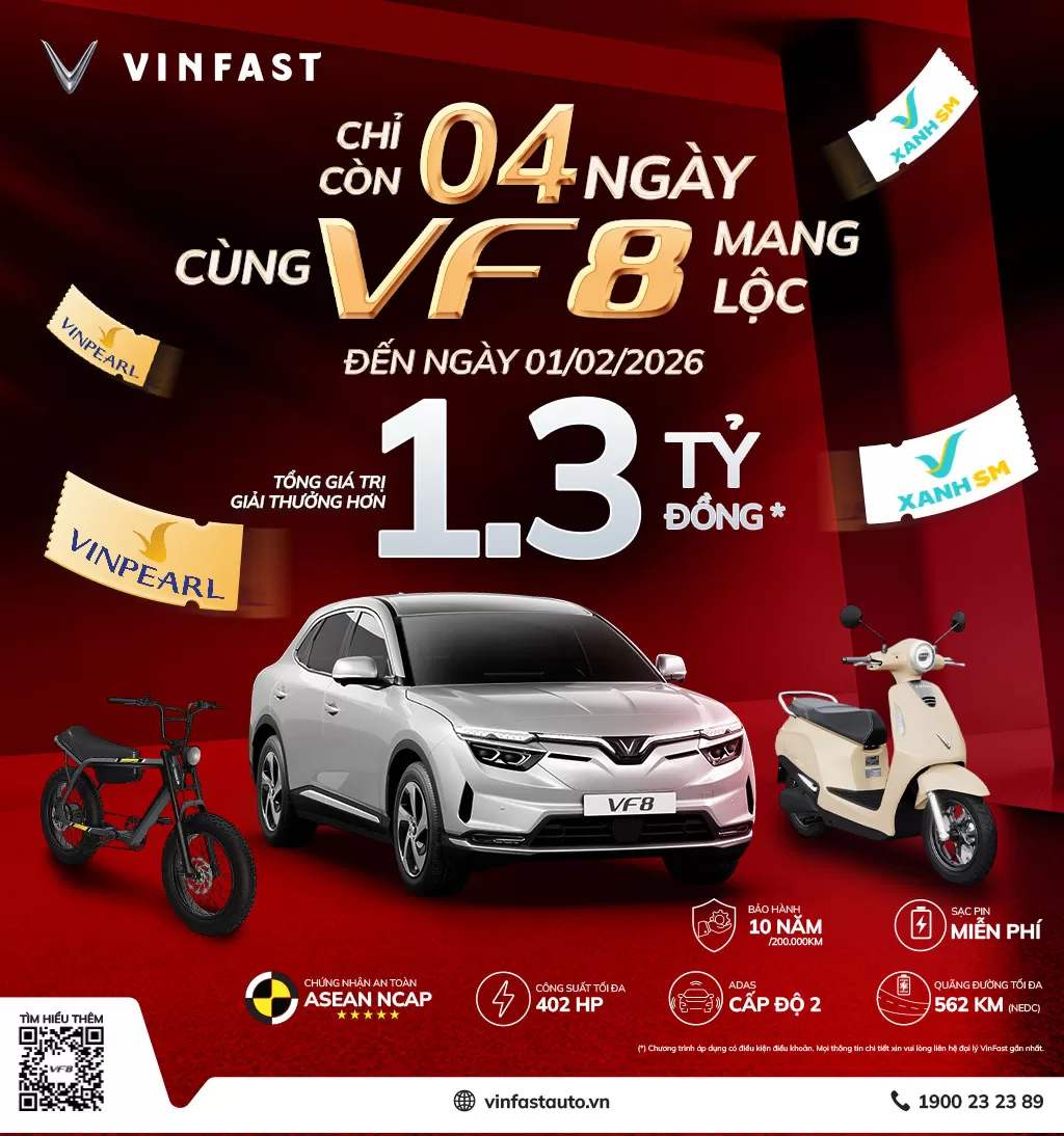 04 NGÀY ĐỂ SỞ HỮU NGAY VF 8 CÙNG LOẠT ƯU ĐÃI & NHIỀU PHẦN QUÀ HẤP DẪN*