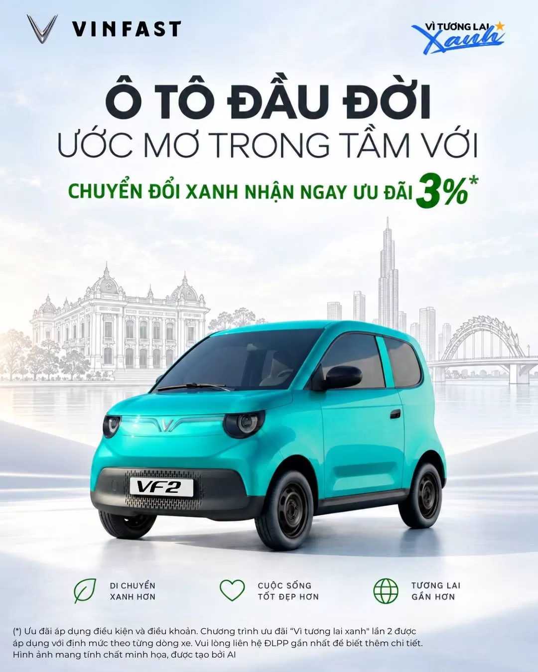 VinFast VF 2: Ô Tô Đầu Đời Trong Tầm Với & Ưu Đãi 3% 